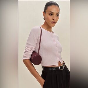 Reformation Ari Pointelle Knit Cardigan Baby Pink Button Sz S